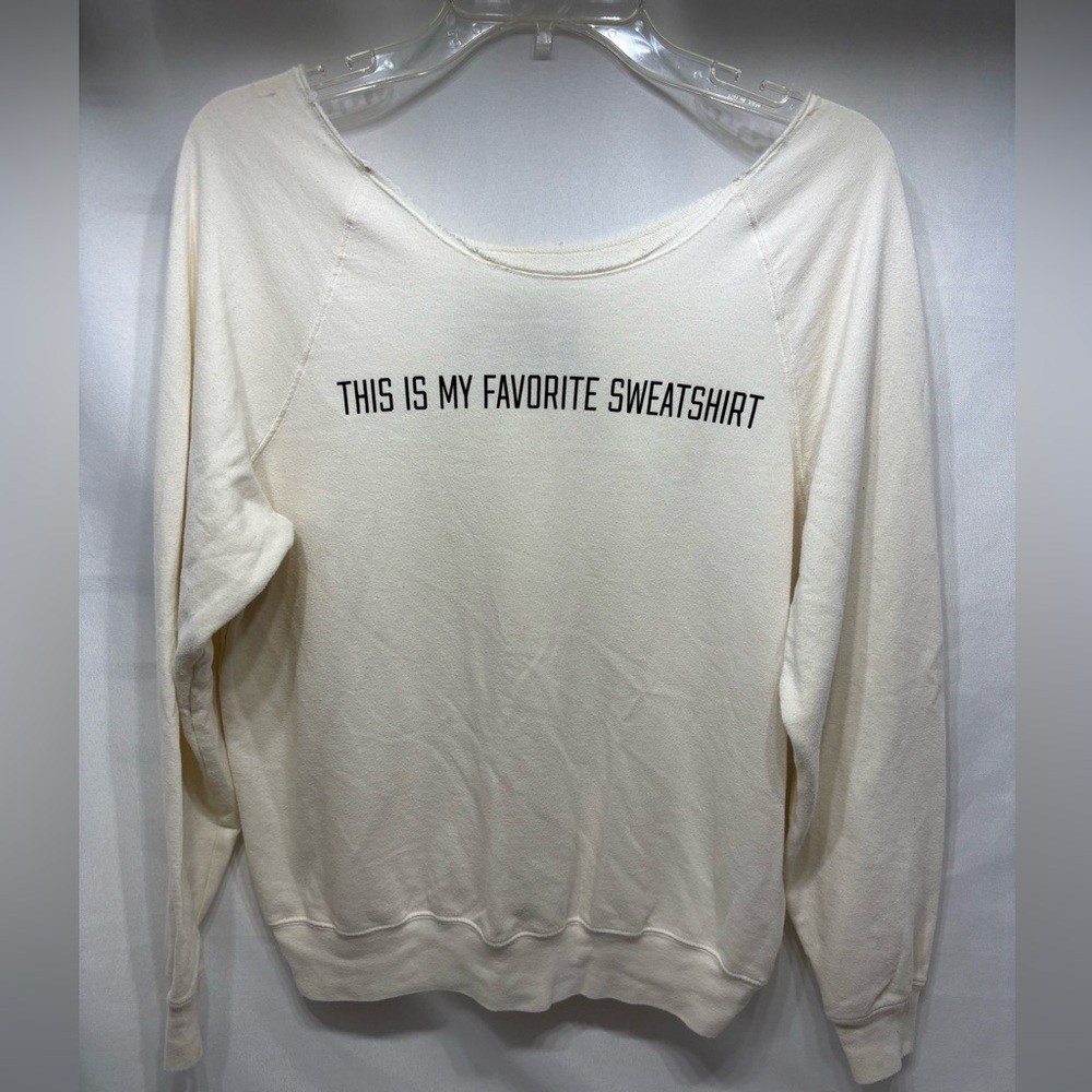 Pink Victoria’s Secret Women’s  Sz S Sweatshirt Off Shoulder Long Sleeve Cream